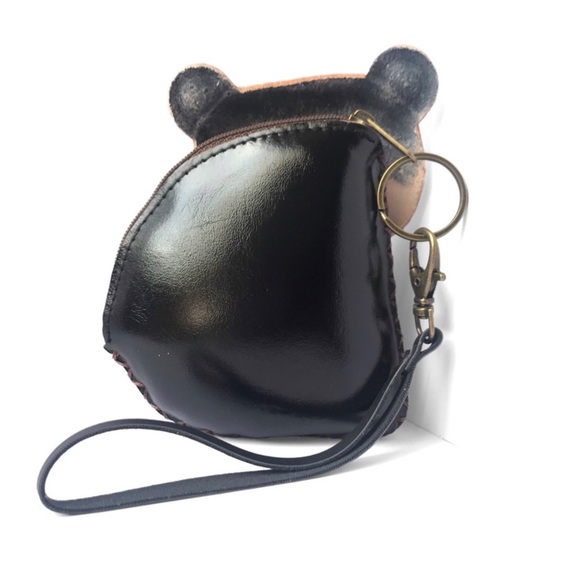 2 LEFT! Genuine Leather Handmade Handcrafted Panda Wristlet Coin Purse - Picture 3 of 4